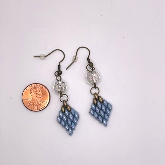 Hand Crafted Czech Glass Beaded Pierced Drop Earrings - Picture 5 of 5